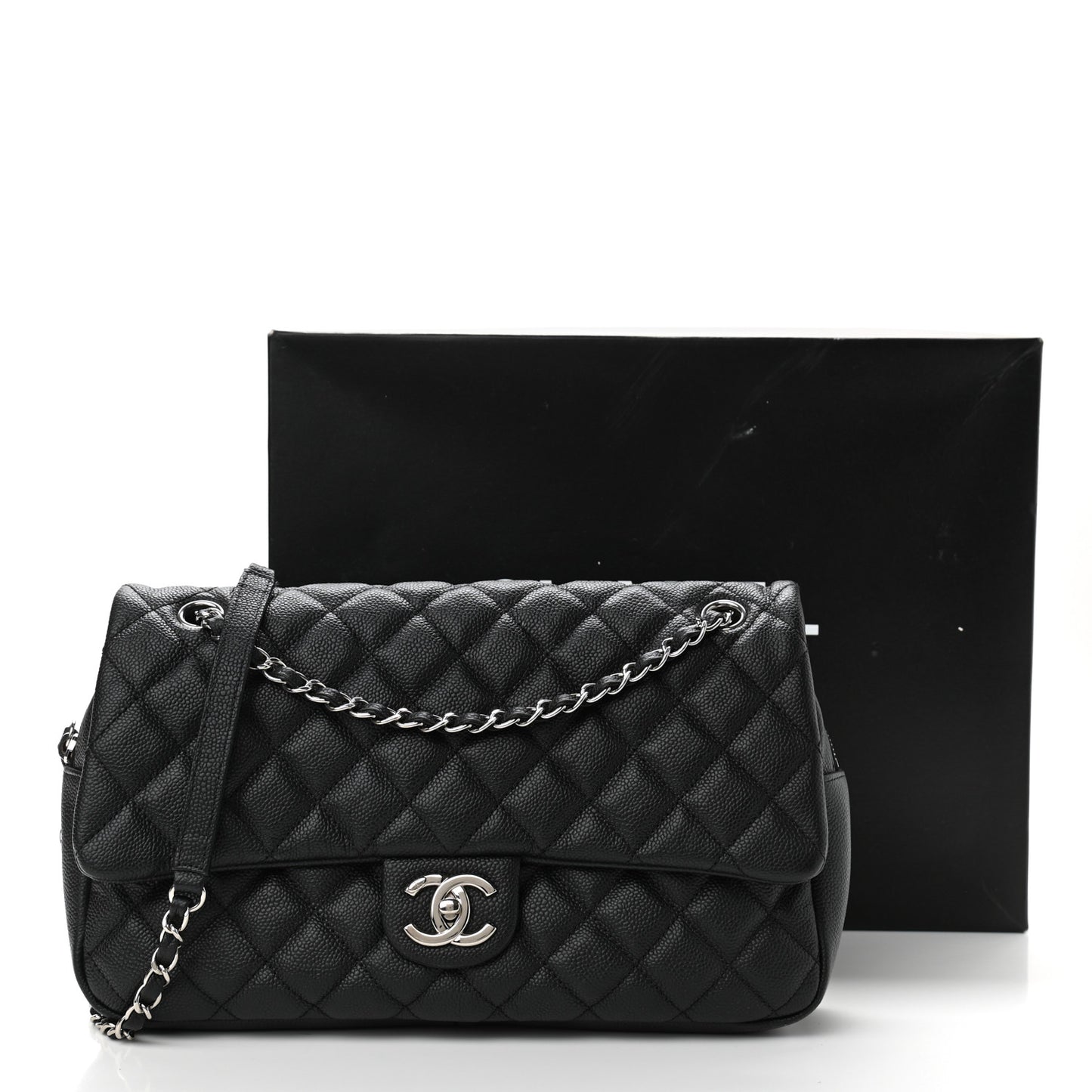 Caviar Quilted Jumbo Easy Flap Black