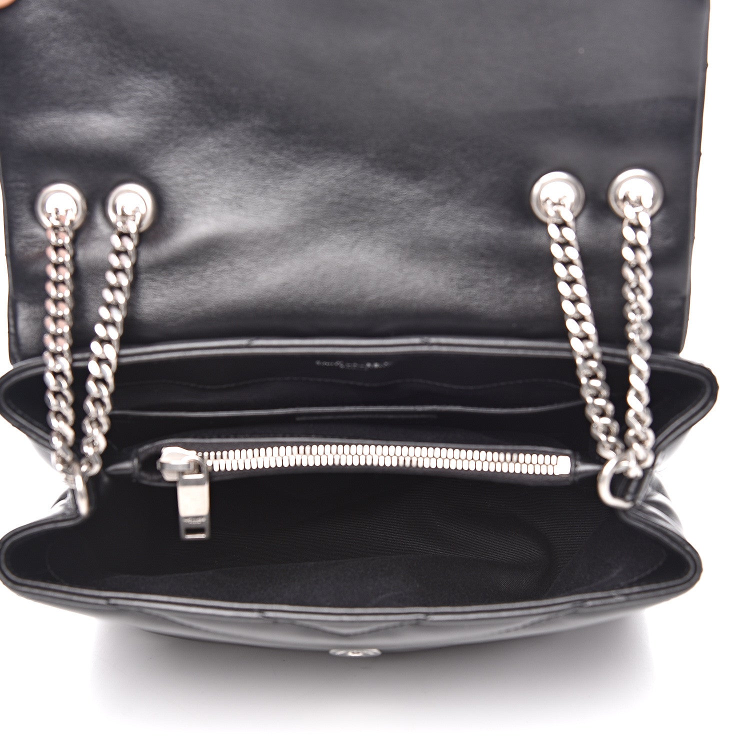 Saint Laurent Calfskin Y Quilted Monogram Small Loulou Chain Satchel Black 4 of 9