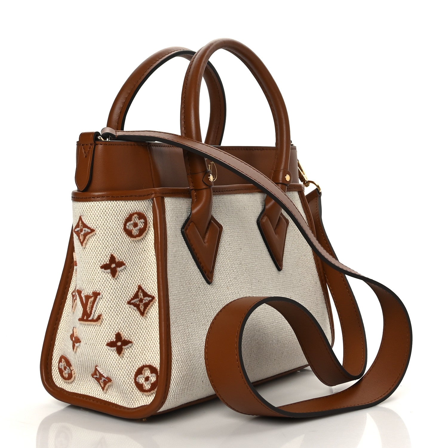 Louis Vuitton Canvas Calfskin Monogram On My Side PM Caramel Tan 3 of 8