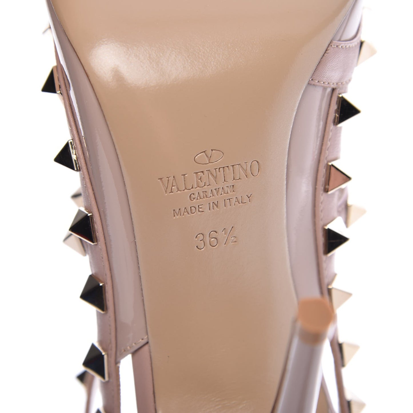 Patent Nappa Rockstud Ankle Strap 100mm Pumps 36.5 Poudre