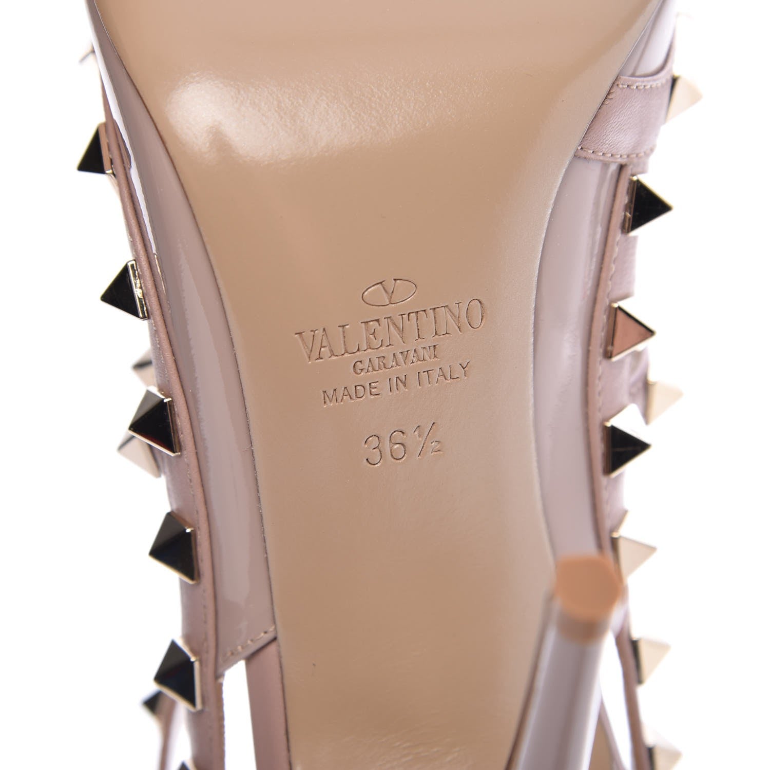 Valentino Garavani Patent Nappa Rockstud Ankle Strap 100mm Pumps 36.5 Poudre 6 of 9