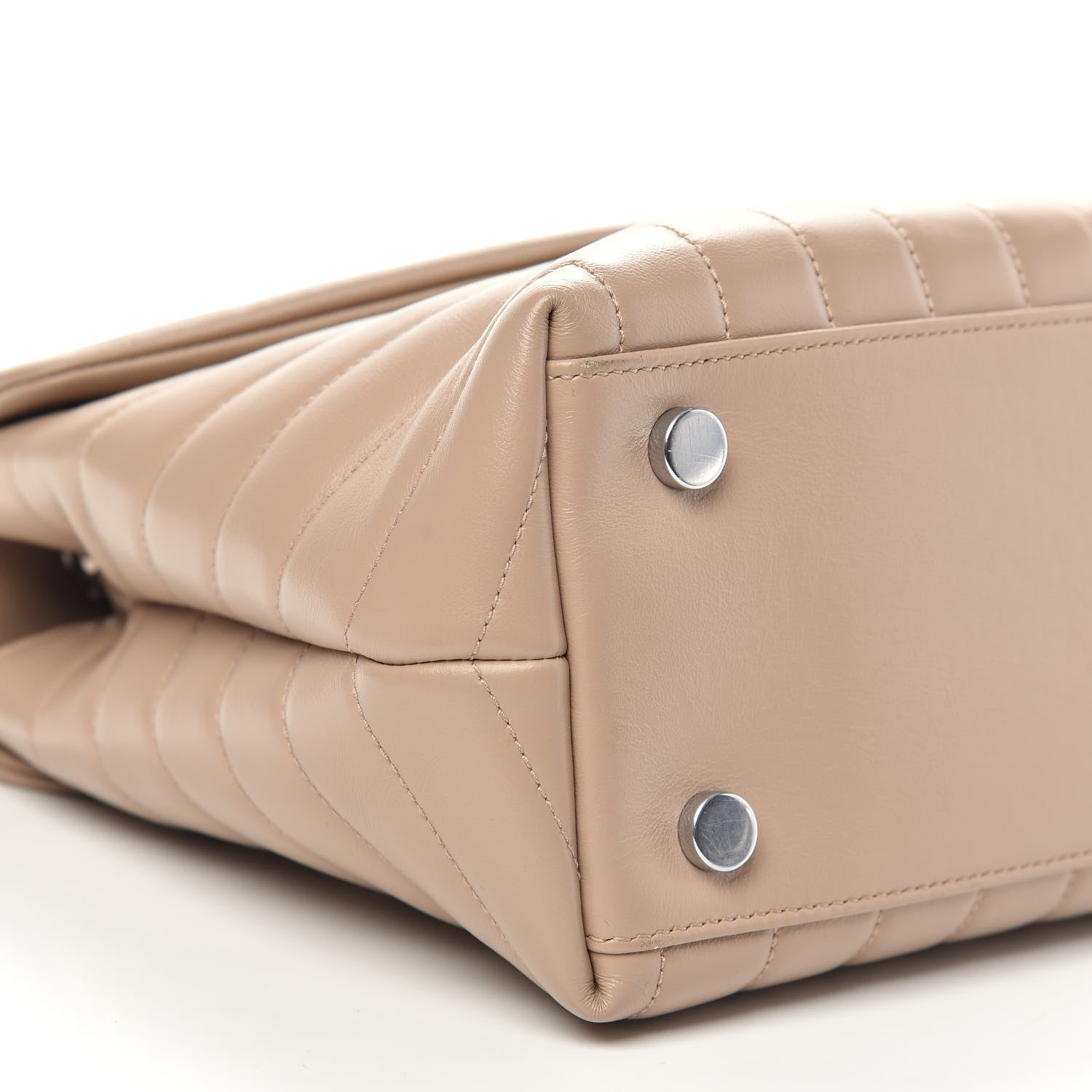 Saint Laurent Calfskin Y Quilted Monogram Medium Loulou Satchel Dark Beige 10 of 13