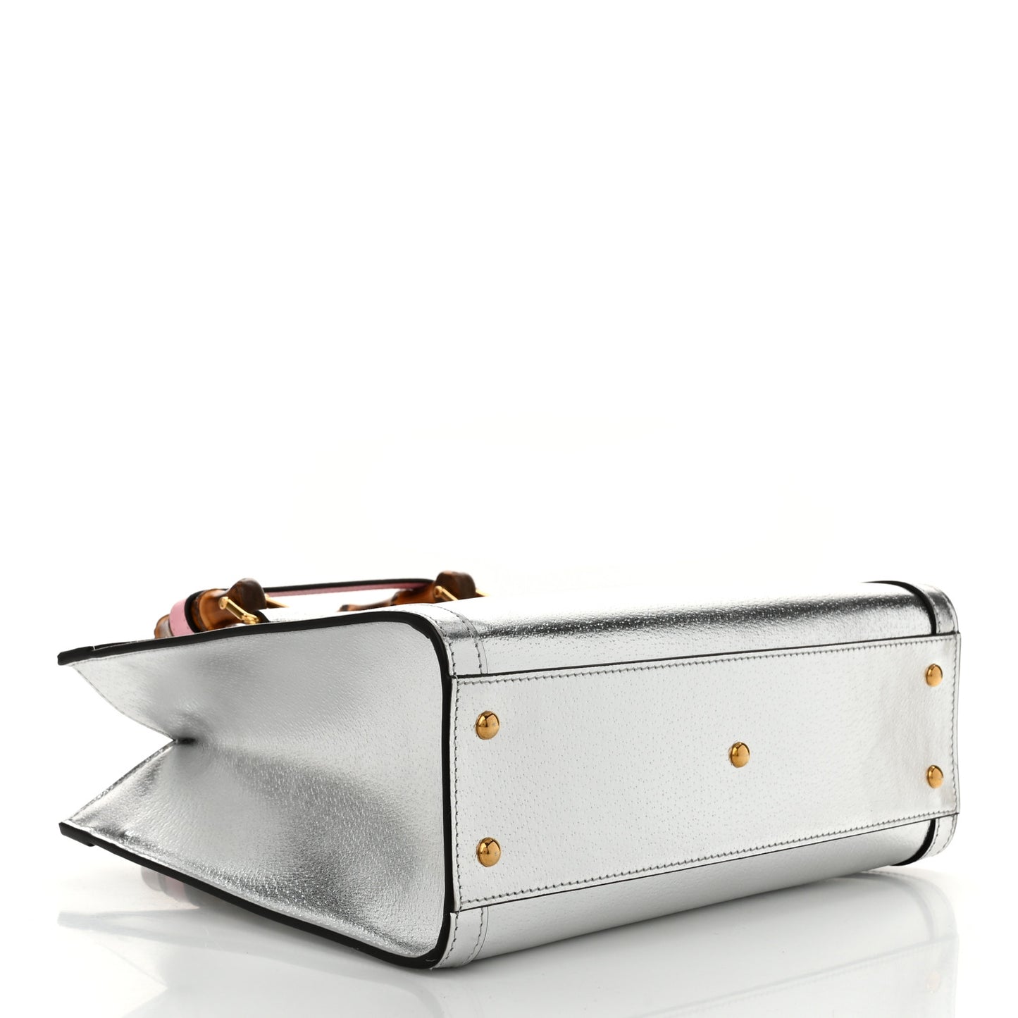 Textured Calfskin Small Diana Tote Bag Silver Wild Rose