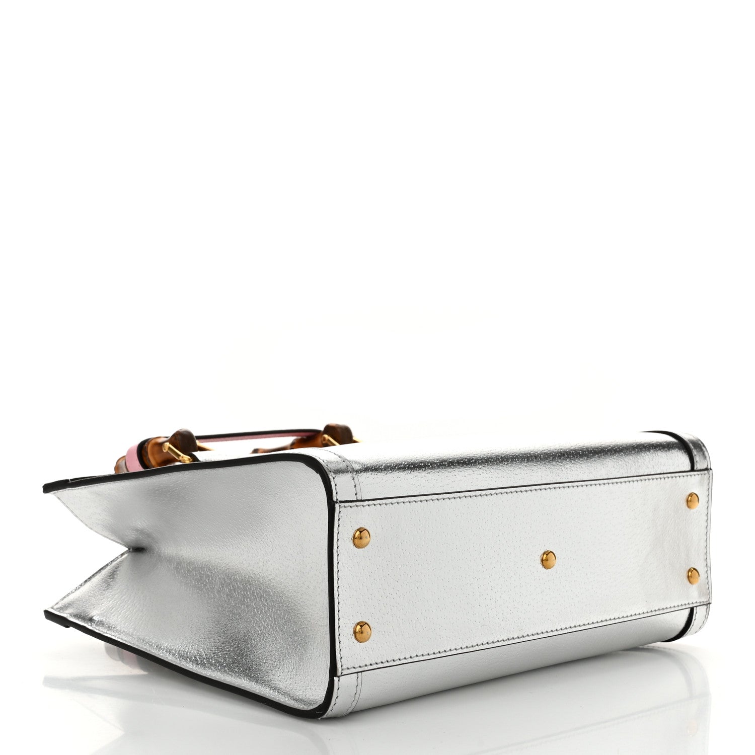 Gucci Textured Calfskin Small Diana Tote Bag Silver Wild Rose 4 of 10
