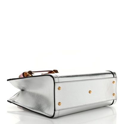 Gucci Textured Calfskin Small Diana Tote Bag Silver Wild Rose 4 of 10