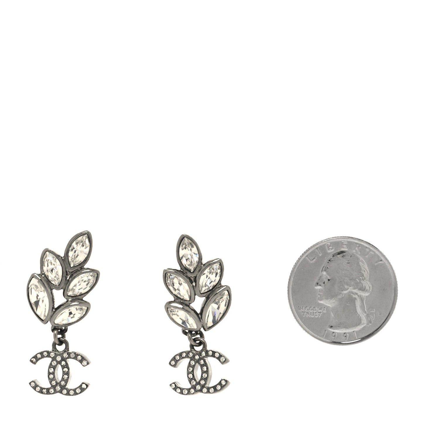 Crystal Sparkling Wheat CC Drop Earrings Silver