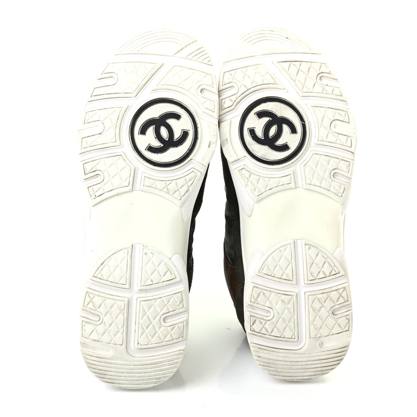 Fabric Calfskin Suede CC Sneakers 39.5 Khaki