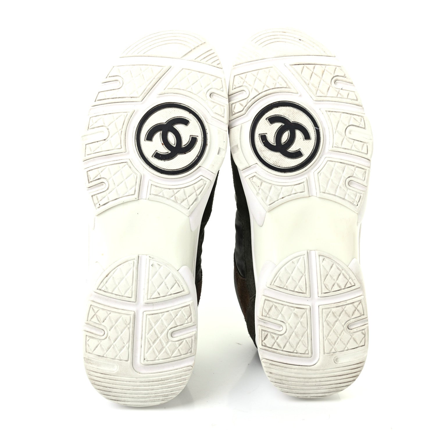 Chanel Fabric Calfskin Suede CC Sneakers 39.5 Khaki 5 of 7
