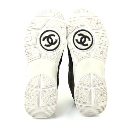 Chanel Fabric Calfskin Suede CC Sneakers 39.5 Khaki 5 of 7