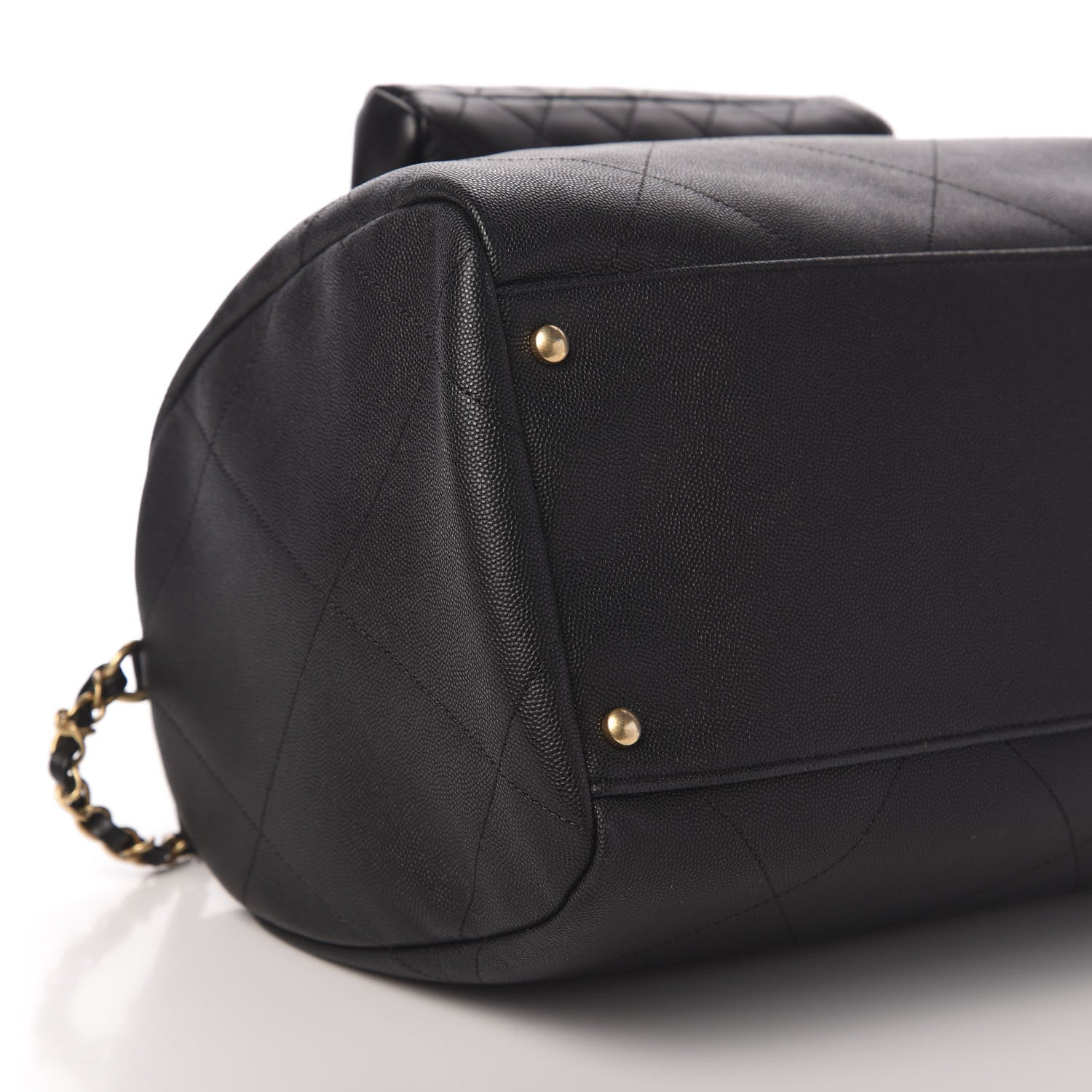 Chanel Grained Calfskin Lambskin Quilted Large Bowling Bag Black 9 of 11