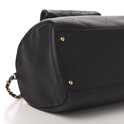 Chanel Grained Calfskin Lambskin Quilted Large Bowling Bag Black 9 of 11