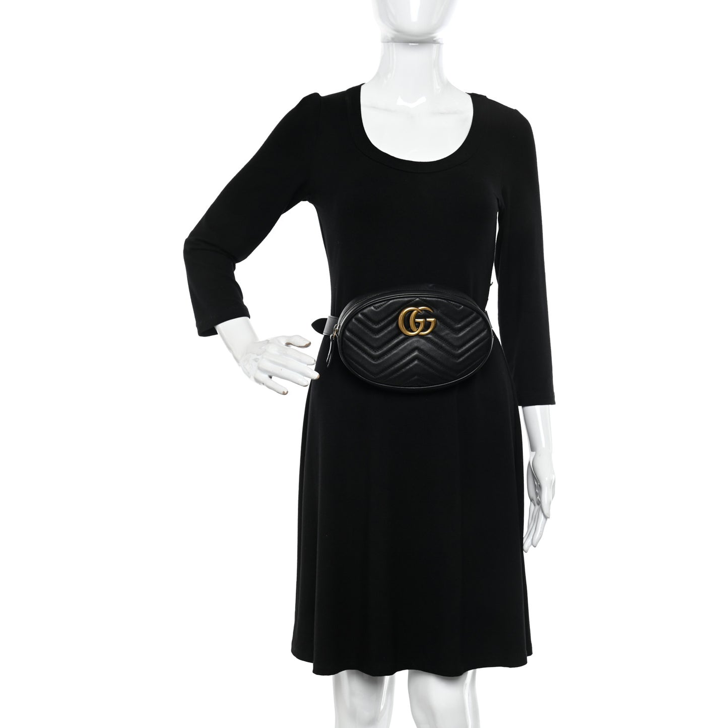 Calfskin Matelasse GG Marmont Belt Bag 85 34 Black