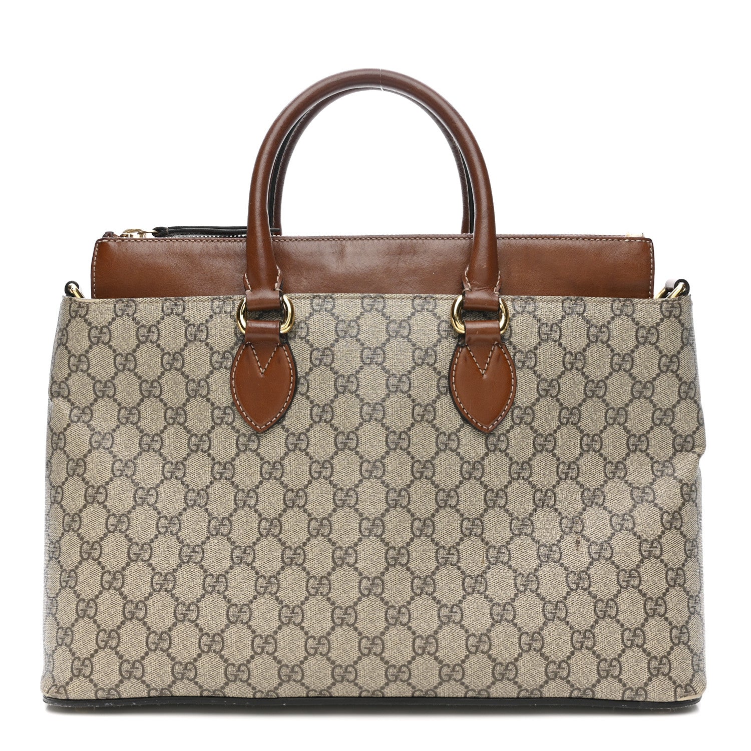 Gucci GG Supreme Monogram Small Zip Top Tote Beige Tuscany 1 of 15