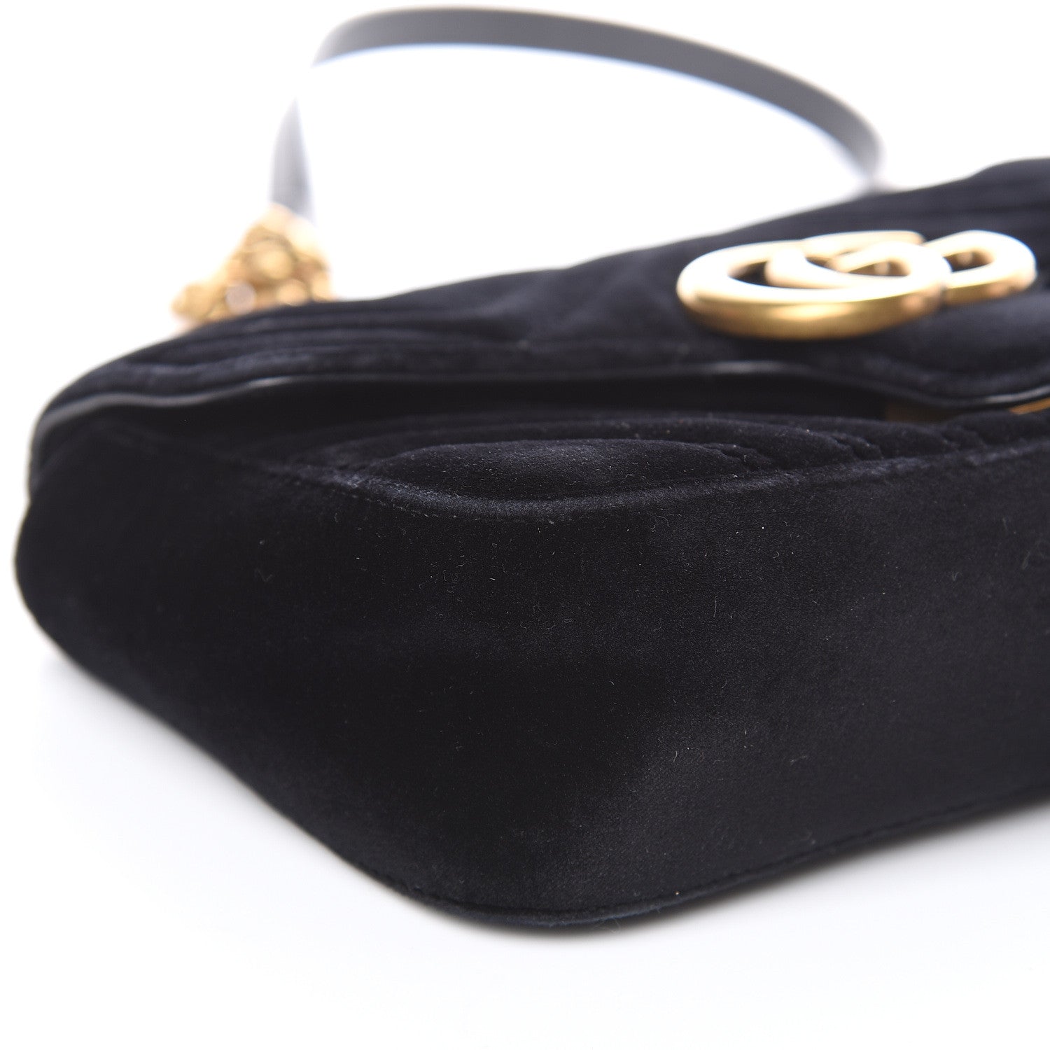 Gucci Velvet Matelasse Mini GG Marmont Shoulder Bag Black 9 of 15