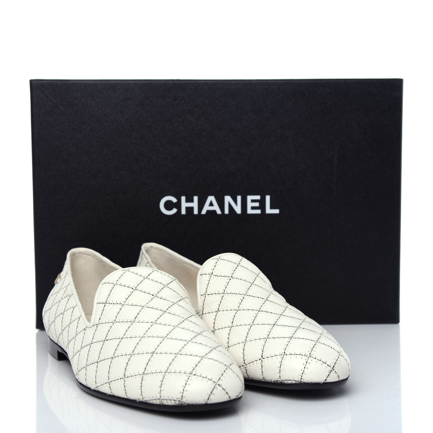 Calfskin Stitched CC Loafers 39 Ivory