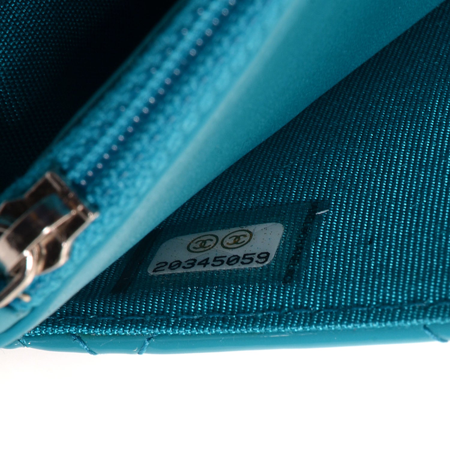 Chanel Patent Wallet On Chain WOC Turquoise Blue 7 of 9