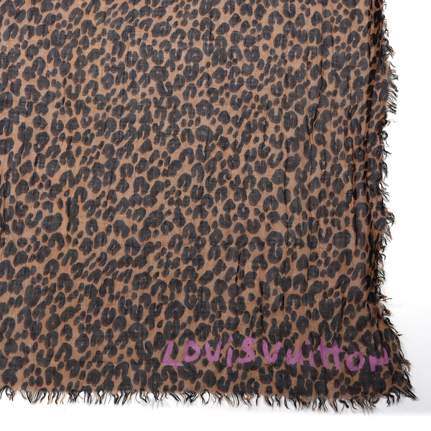Cashmere Silk Leopard Etole Stole Marron
