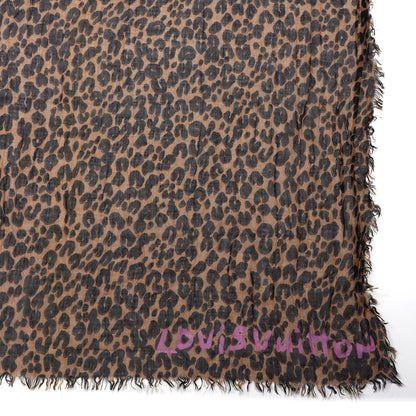 Louis Vuitton Cashmere Silk Leopard Etole Stole Marron 3 of 6