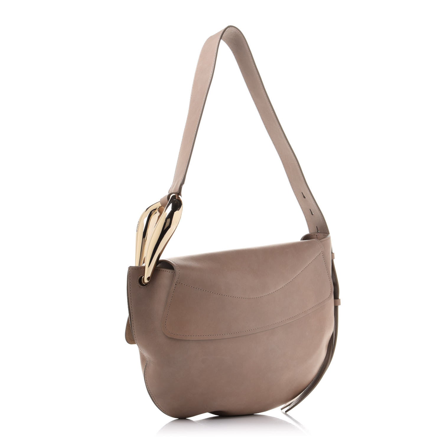 Chloe Grain Calfskin Kiss Hobo Motty Grey 2 of 11