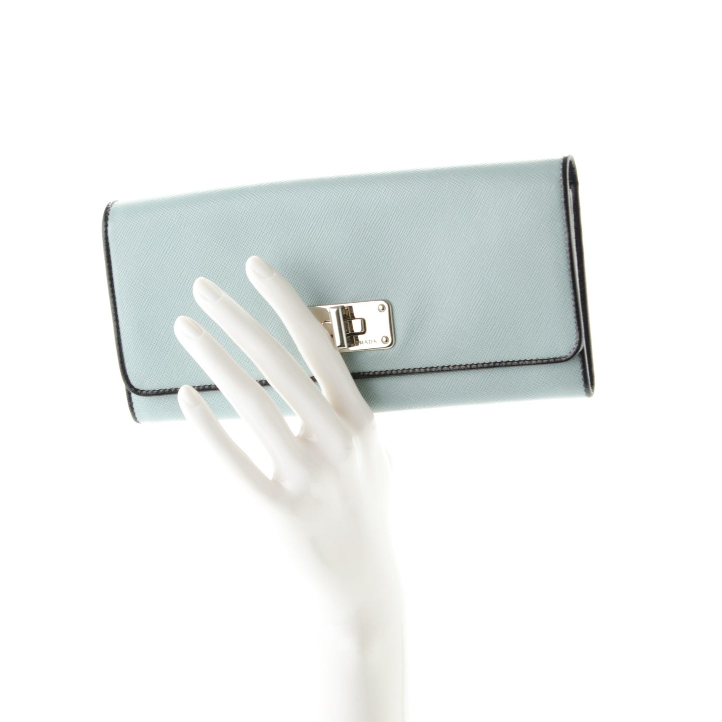 Saffiano Bi-Color Turnlock Wallet Pervinca