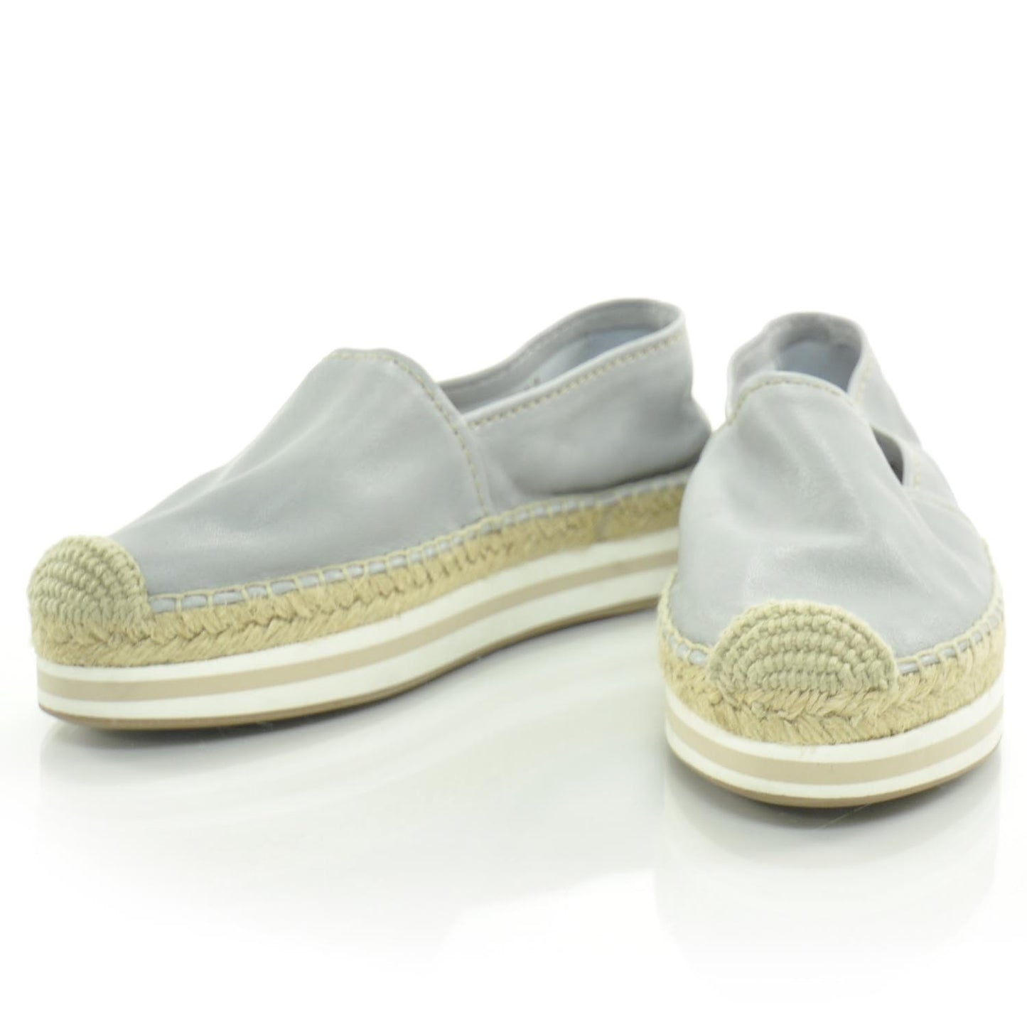 Leather Espadrille Platform Shoes 36 Blue