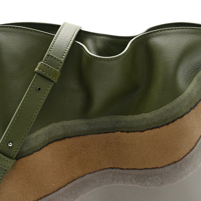 Loewe Nappa Calfskin Suede Medium Flamenco Landscape Knot Clutch Green Beige Grey 7 of 9