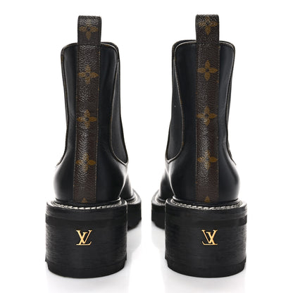 Louis Vuitton Calfskin Monogram Beaubourg Ankle Boots 37.5 Black 5 of 9