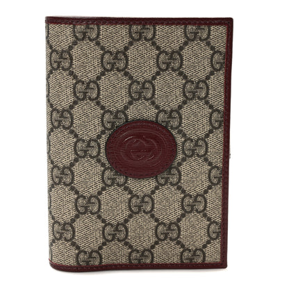 Gucci GG Supreme Monogram Azalea Calfskin Retro Interlocking G Passport Case Beige Red 1 of 7
