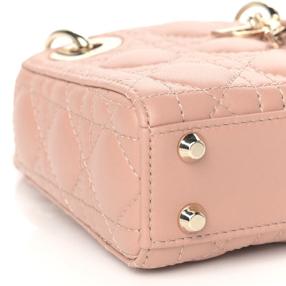Christian Dior Lambskin Cannage Micro Lady Dior Rose De Vents 8 of 9
