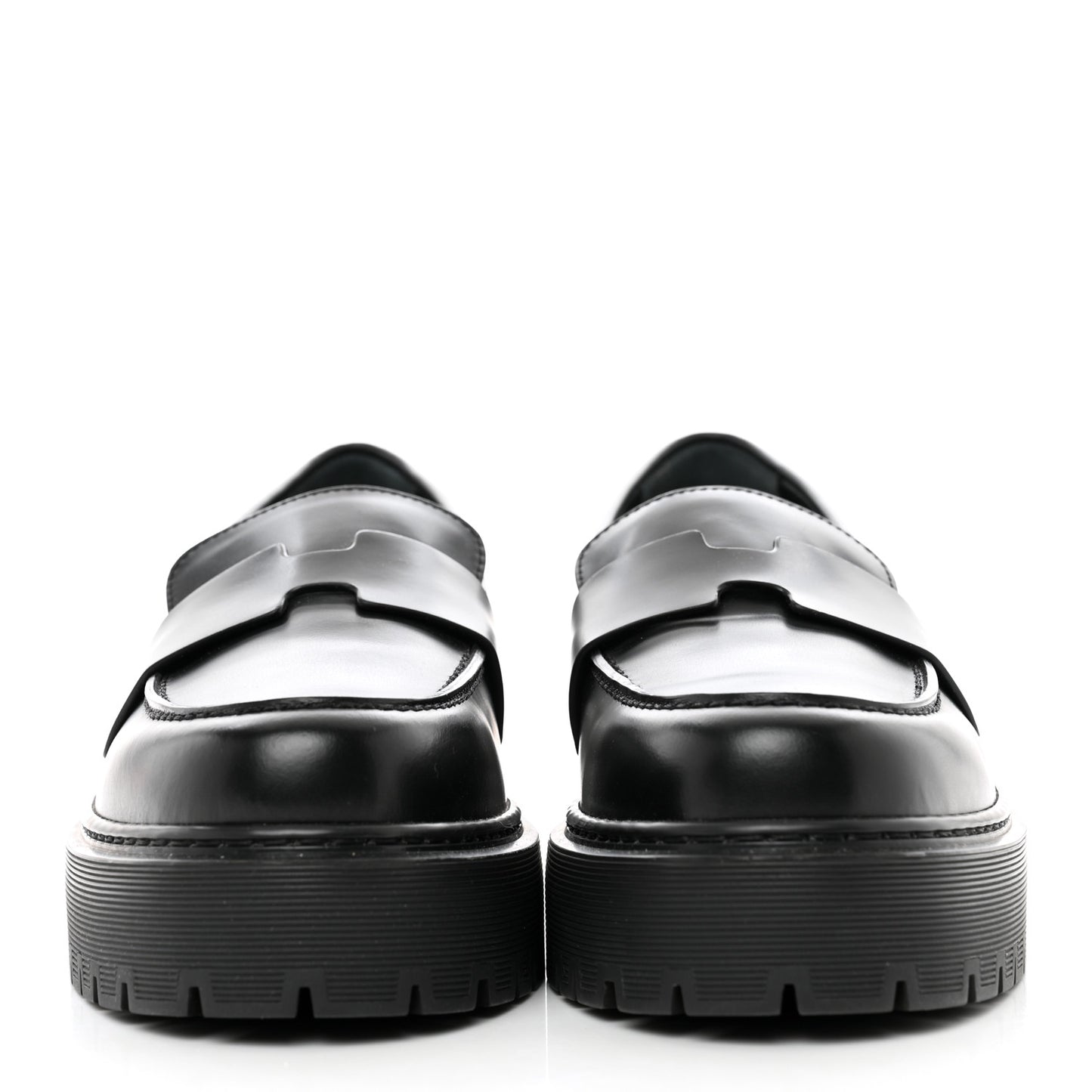 Glazed Calfskin Womens Gentle Loafers 38.5 Black
