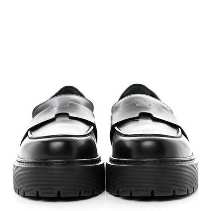 Hermes Glazed Calfskin Womens Gentle Loafers 38.5 Black 2 of 8