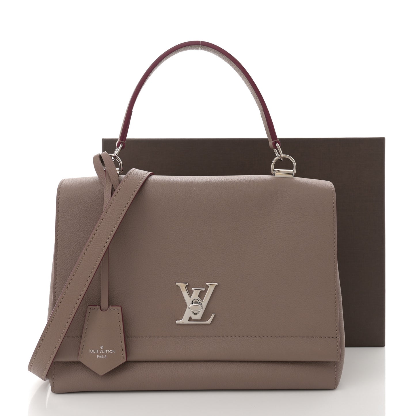 Soft Calfskin Lockme II Top Handle Taupe Glace