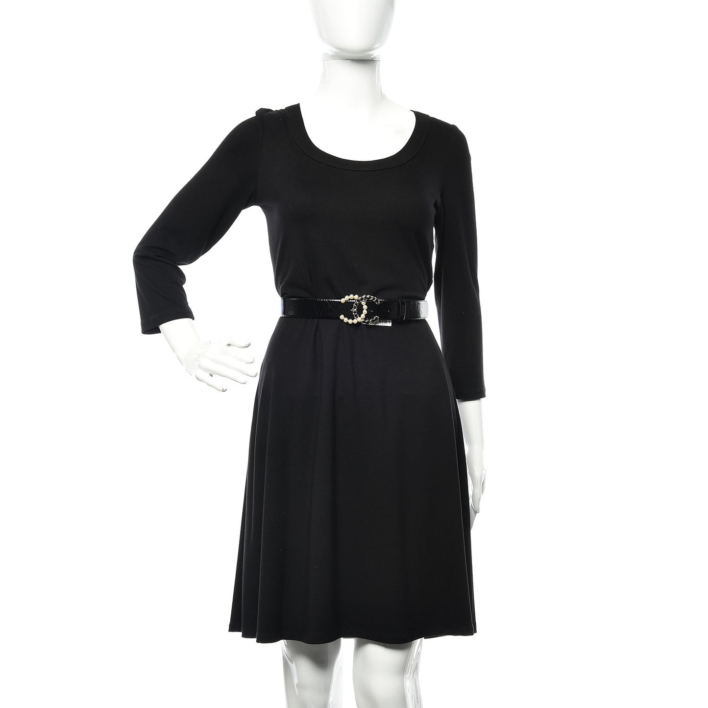 Calfskin Pearl CC Chain Belt 80 32 Black