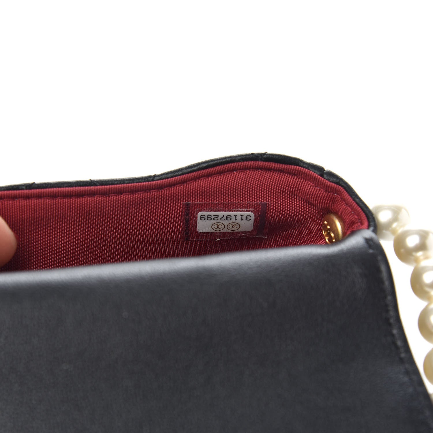 Chanel Calfskin Quilted About Pearls Card Holder Flap With Chain Black 8 of 10