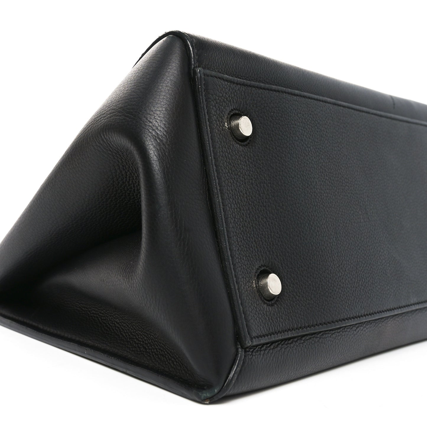 Grained Calfskin Edge Shoulder Bag Black