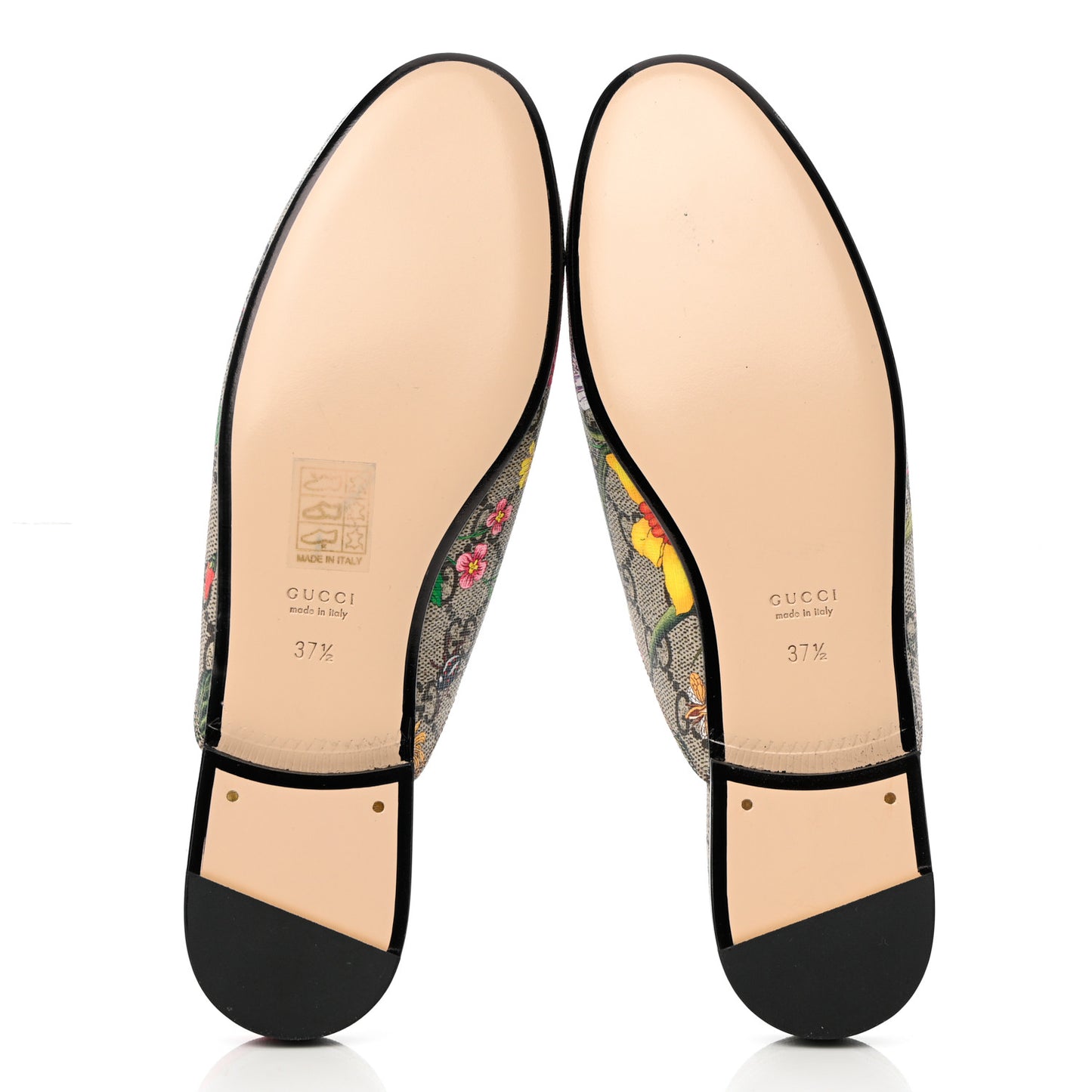GG Supreme Monogram Flora Womens Princetown Slippers 37.5 Beige Ebony Multicolor Rosso