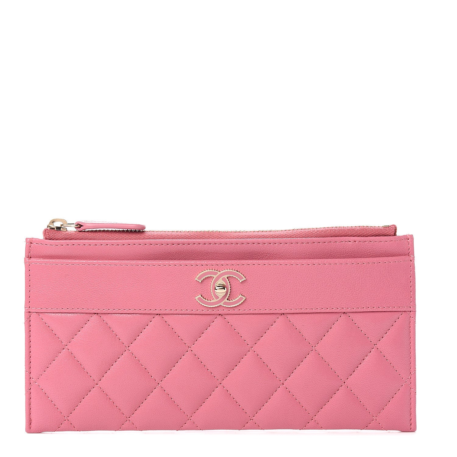 Chanel Sheepskin Quilted Mademoiselle Vintage Zip Pouch Pink 1 of 7