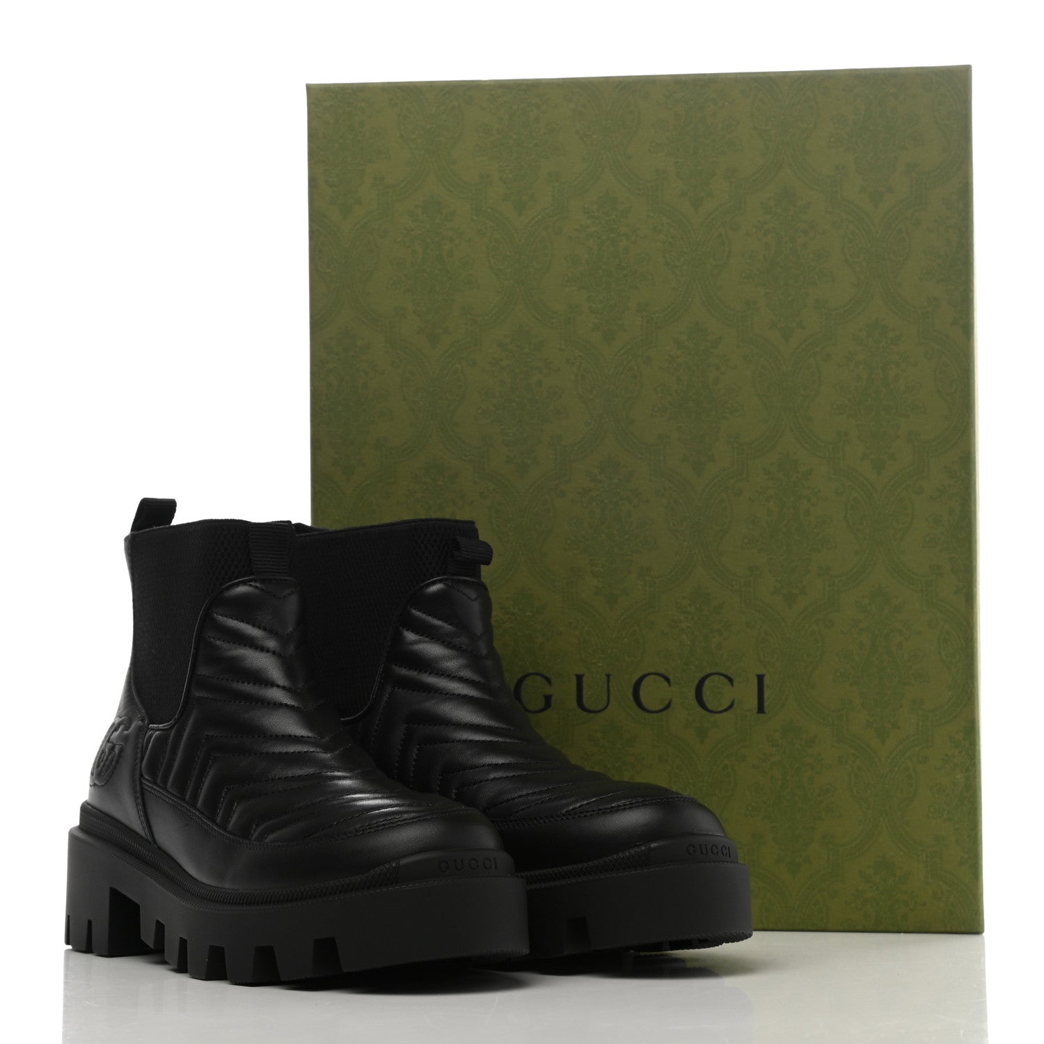 Gucci Calfskin Nappa Matelasse Frances Chelsea Boots 36 Black 8 of 8