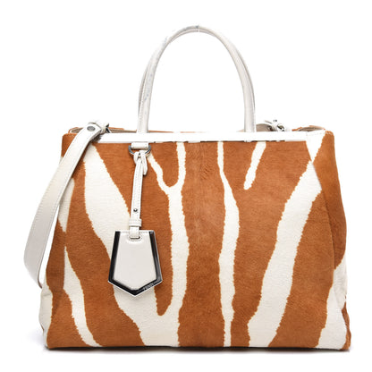 Fendi Calf Hair Zebra Print Regular 2Jours Tote Orange White 1 of 14