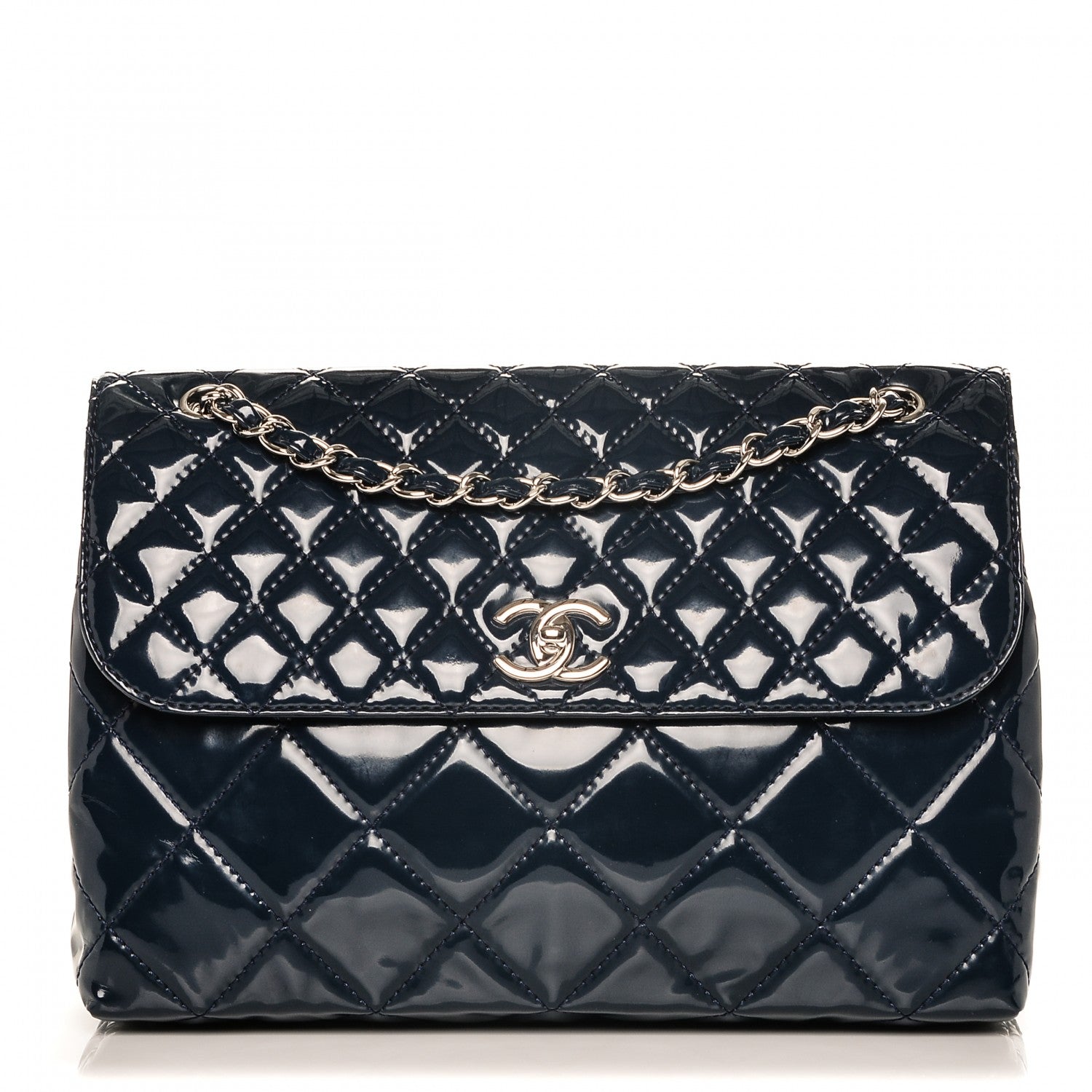 Chanel Vinyl Quilted In The Business Flap Navy Blue 1 of 13