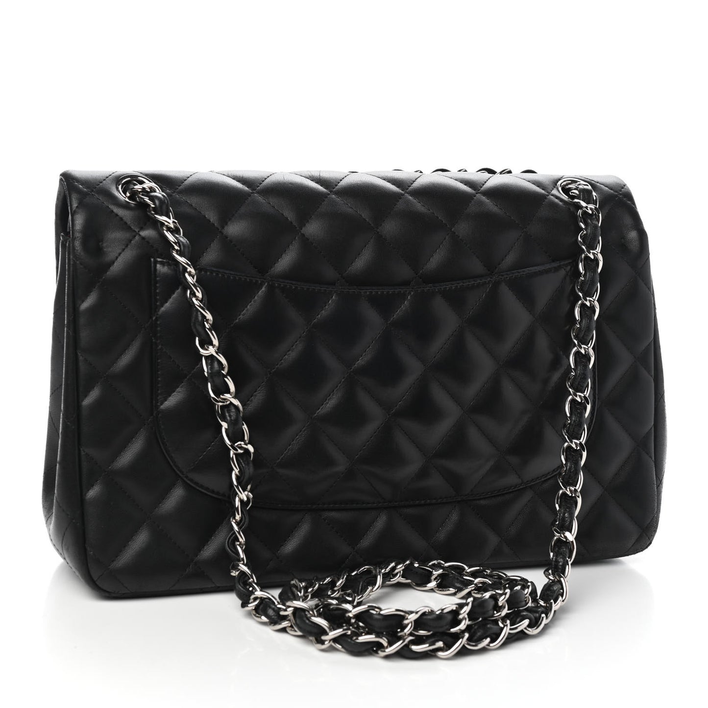 Lambskin Quilted Jumbo Double Flap Black