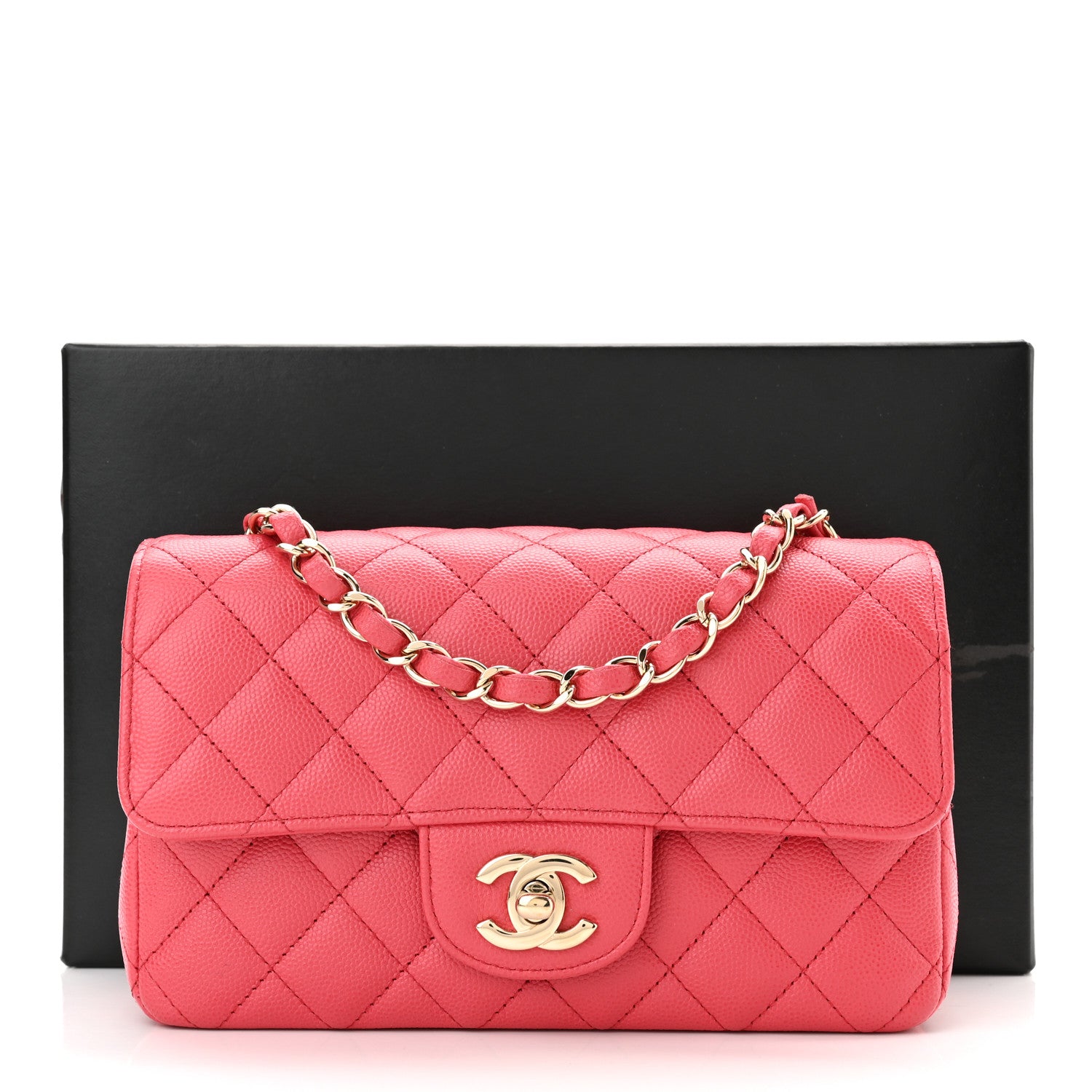 Chanel Caviar Quilted Mini Rectangular Flap Dark Pink 10 of 10
