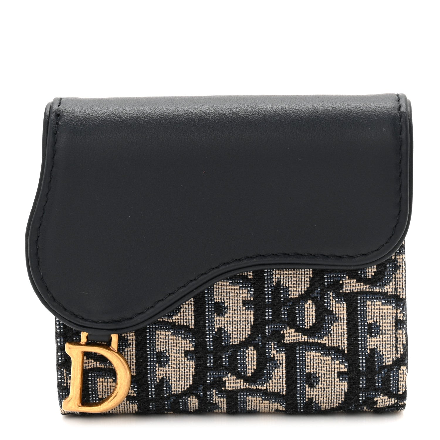 Christian Dior Smooth Calfskin Oblique Saddle Lotus Wallet Blue 1 of 7