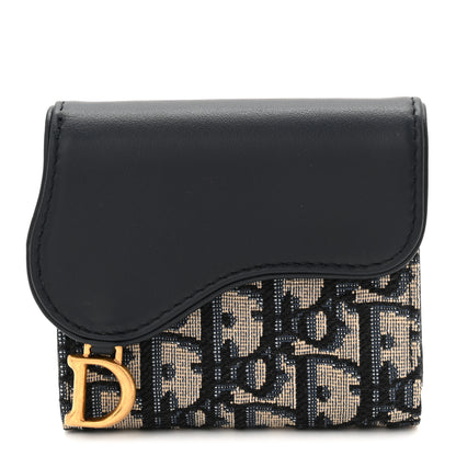 Christian Dior Smooth Calfskin Oblique Saddle Lotus Wallet Blue 1 of 7