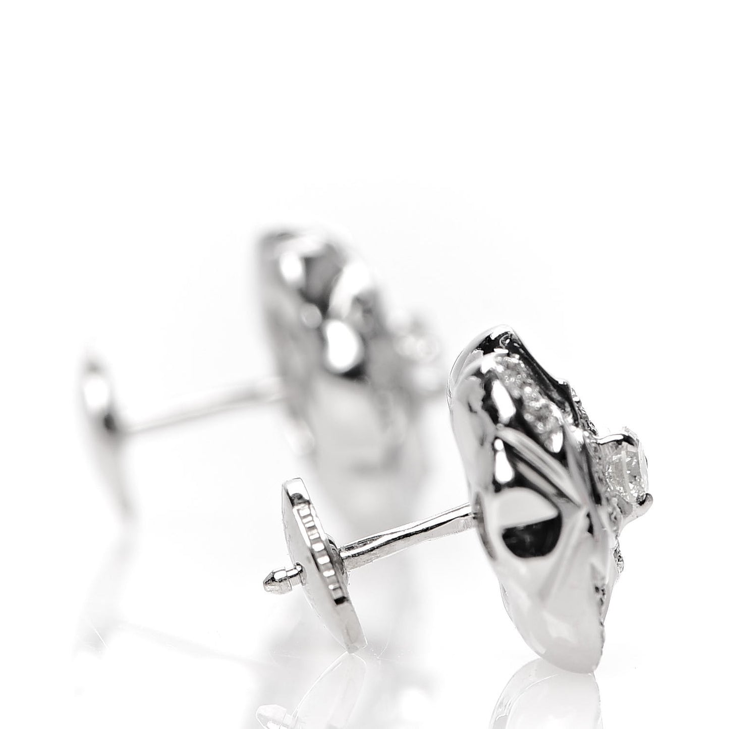 18K White Gold Diamond .62ctw Camelia Stud Earrings