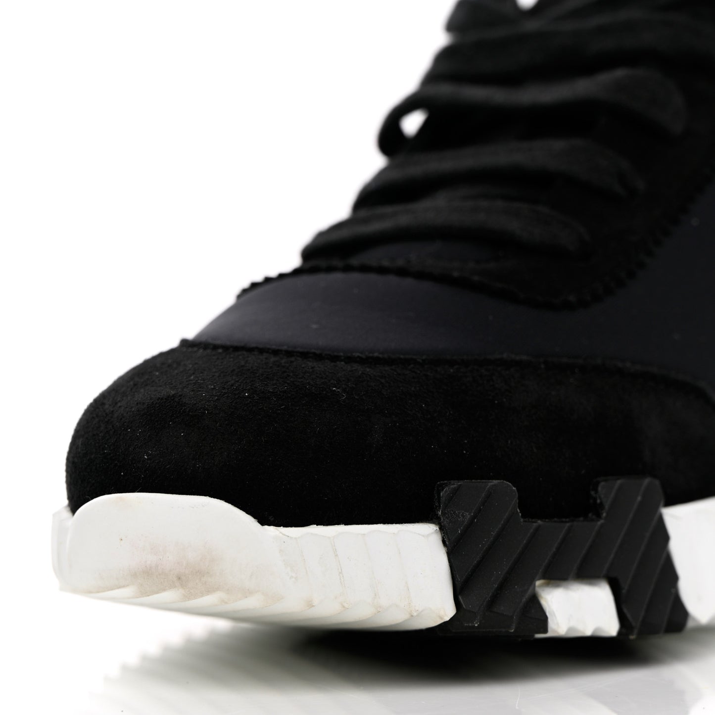 Technical Jersey Suede Goatskin Bouncing Sneakers 36 Black White