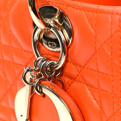 Christian Dior Lambskin Cannage Medium Lady Dior Orange 7 of 8