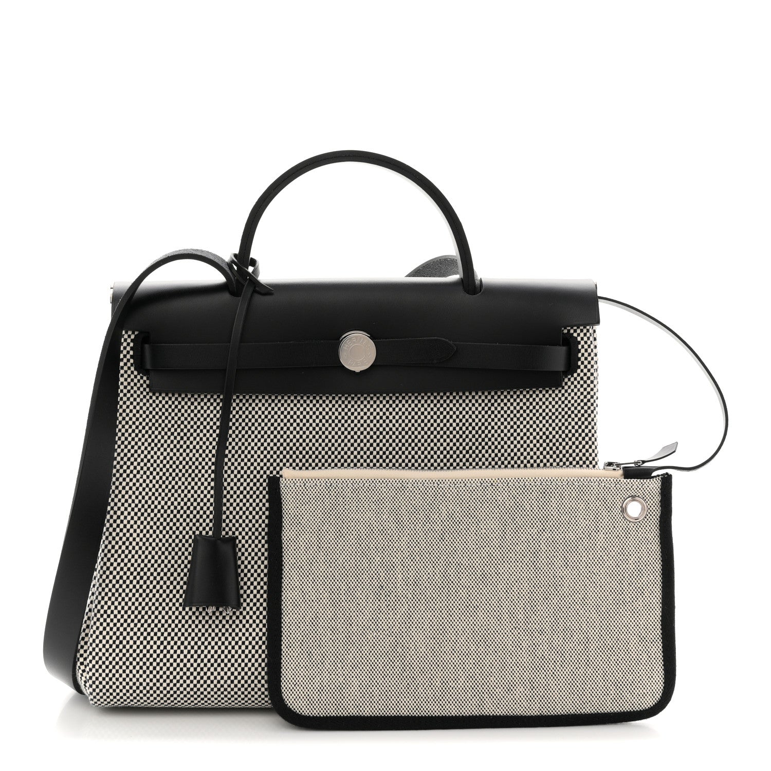 Hermes Vache Hunter Criss Viking Herbag Zip Retourne 31 PM Ecru Black 4 of 19