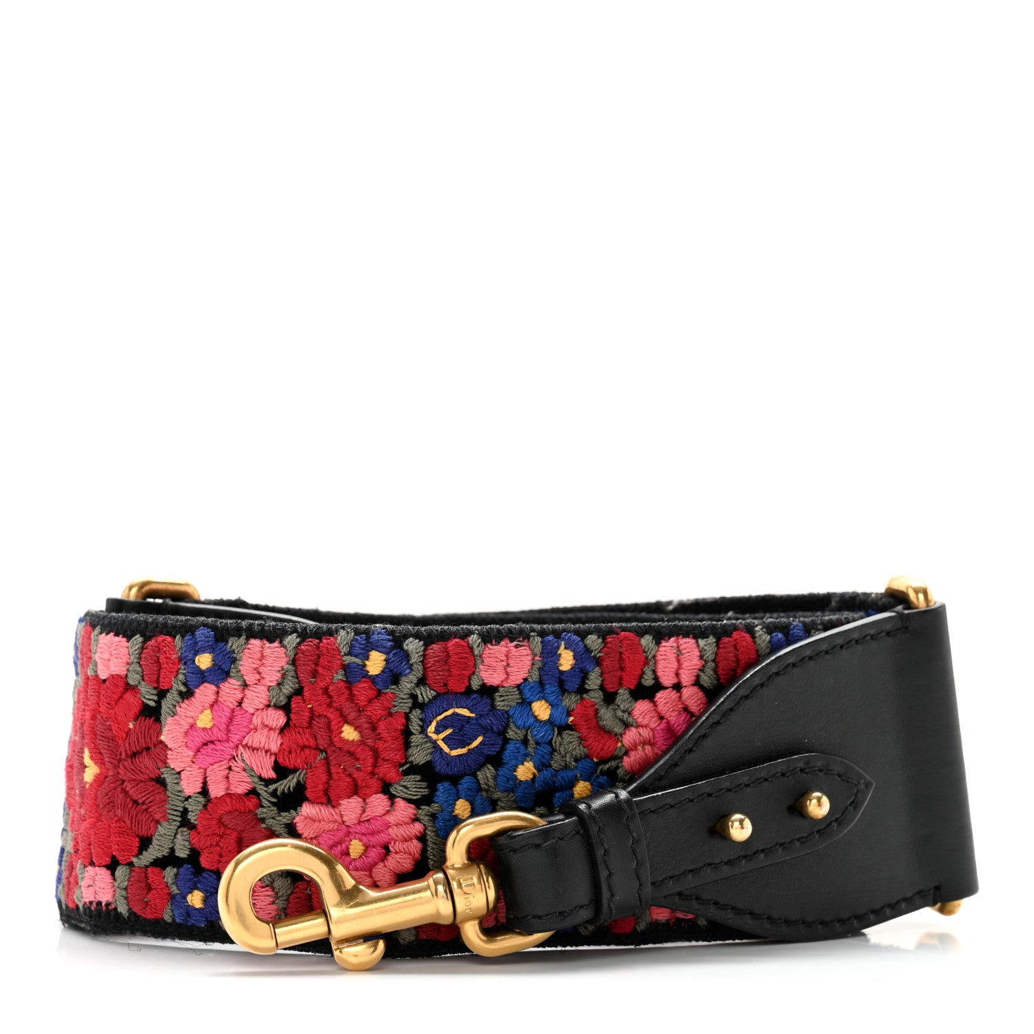 Christian Dior Lambskin Canvas Embroidered Floral Shoulder Strap Multicolor 1 of 6