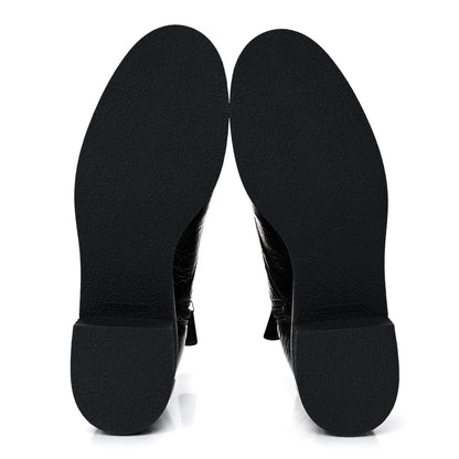 Chanel Shiny Crumpled Lambskin Lace Up Combat Boots 39.5 Black 6 of 10